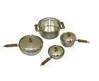 Mini Aluminum Cookware Pots & Pans Set w/ Wood Handles 