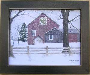 Pine Tree Quilt Block Barn Framed Country Picture Print  