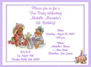 design 2 teddy bear tea party lavender invitation size 5 5 x 4 25 