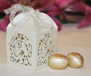   cut out design wedding sweets favour boxes with ribbon ties  