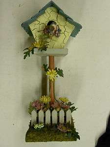 Very Nice Decorative Bird House. Artificial Flowers. Fence and 