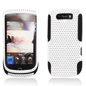 For BlackBerry 9800 9810 Torch Perforated Hybrid Black White Snap On 