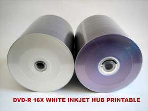 100 Inkjet White Hub Printable Blank DVD R DVD 16X Disc  