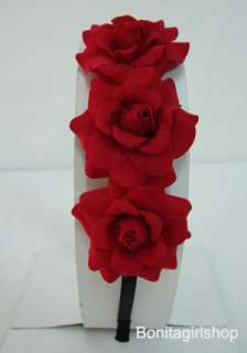 Red Rose Velvet flower Headband  