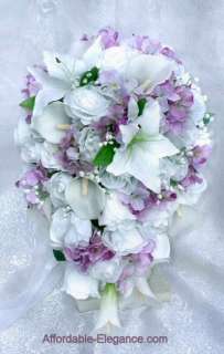   Wisteria Iris CALLA LILIES BRIDAL Bouquet Silk Wedding Flowers  