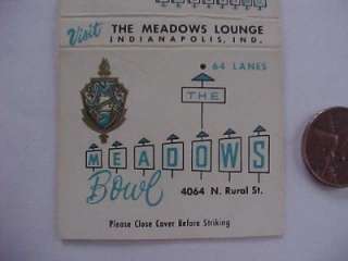   ,Indiana Meadows Bowl North Eastwood bowling alley matchcover  