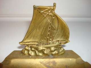 VINTAGE BRASS SAIL BOAT ASHTRAY MADE IN PARIS  