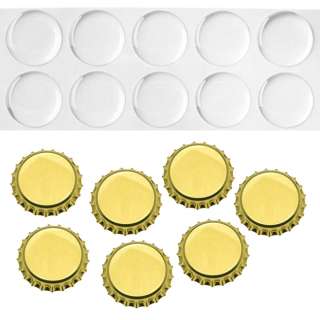 Brass Crown Bottle Caps And 1 Epoxy Stickers (50)  