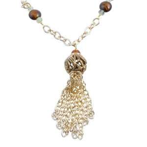  Barse Bronze Botanical Tassel Chain Necklace Jewelry