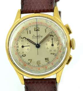 Breitling Premier Mens Vintage 1940 Chronograph Watch 760 Gold Plated 