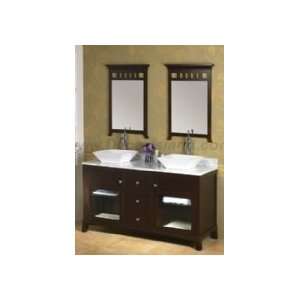   Bathroom Vanity Set W/ 2 Ceramic Vessel Sinks & 2 Wood Framed Mirrors