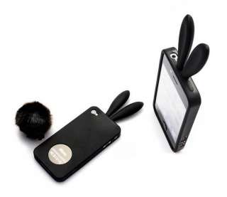 Soft Cute Rabbit Bunny Ears Tail Silicone Bumper Case Cover for Iphone 