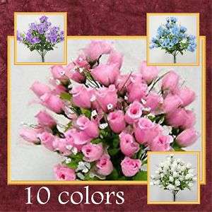 210 Silk Flowers, Mini Organza Roses, 3 bushes wedding  