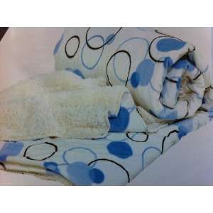   Fur Blue White Sherpa Blankets / Reversible Winter Throw Bedspread