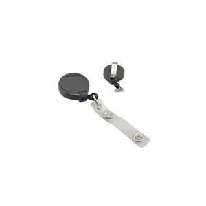   Heavy Duty Badge Reel with Strap and Belt Clip Black