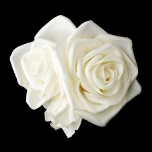 White Or Ivory Triple Rose Clip with Optional Cage Veil  