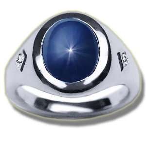    .16 5ct 12X10 Diffused Star Sapphire White Mens Ring Jewelry