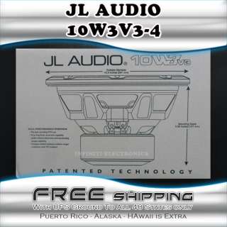 NEW JL AUDIO 10W3V3 4 10 SINGLE CAR AUDIO SUBWOOFER 4 OHMS 10W3V34 