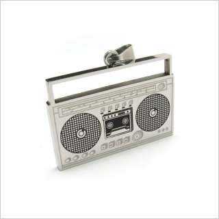 Stainless Steel Classic Cassette Radio Pendant Chain Necklace PL158 