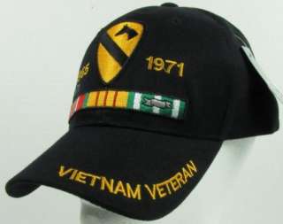 NEW BLACK U.S. ARMY 1ST CAVALRY VIETNAM VETERAN BASEBALL CAP  