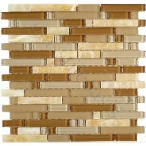   Random Brick Series Glossy & Frosted Glass and Stone Tile   18248