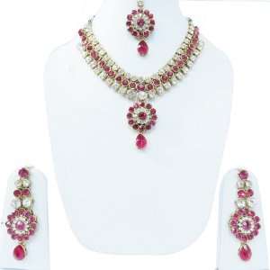   Necklace Earring Maang Tikka Set Indian Bridal Jewelry Gift Jewelry