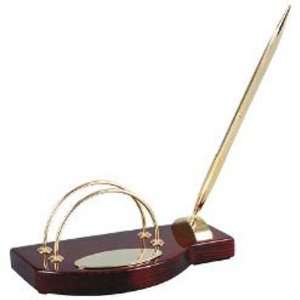  Chass Desk Accents Business Card Holder with Pen 72439 