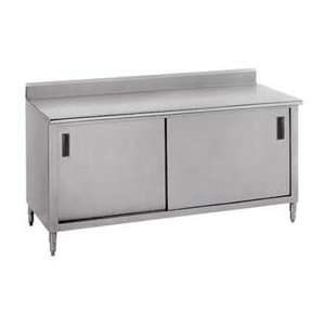 Work Table, Cabinet Base W/Sliding Doors, 24D, 14/304 Stainless Steel 