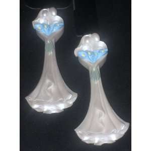   and Groom with Blue Calla Lily Bouquet Server Set