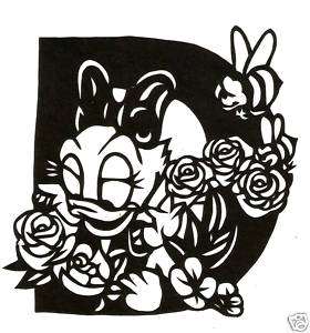 Daisy Duck Letter D Chinese Paper Cutting ~roses flower  