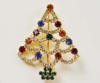 Gorgeous Open Back Vintage Christmas Tree Brooch Pin  