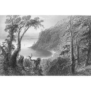  CANADA View of Wolfes Cove near Quebec   Antique Print 