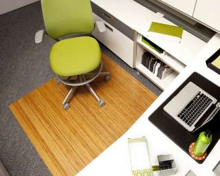 Anji 48x52 Natural Bamboo Roll Up Office Chair Mat  