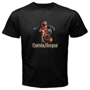 Captain Morgan Rum Liquor Logo New Black T shirt Size 2XL Free 