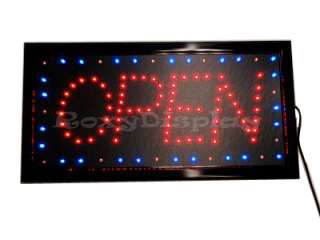 Big Bright LED OPEN SIGN Red&Blue Flash #AC OP3  