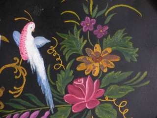 Vintage 1950s Colorful COCKATIEL SERVING TRAY Tole Paint Bird 