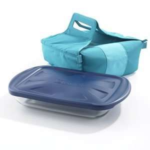  3 Qt. Rectangular Casserole Dish with Carry Case in Teal 
