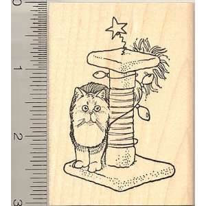  Persian Cat Christmas Scratching Post Rubber Stamp Arts 