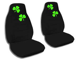 cool green clover DESIGN CAR SEAT COVERS SOLID BLACK  