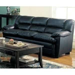  501921 Harper Overstuffed Black Leather Sofa with Pillow 