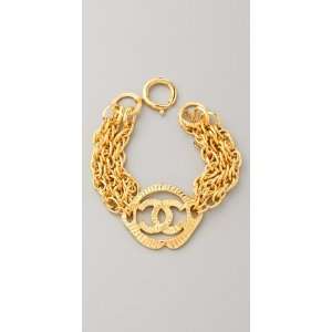  WGACA Vintage Vintage Chanel Etched CC Bracelet Jewelry