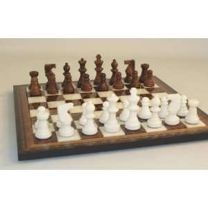  Brown and White Alabaster Chess Set 