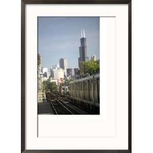 com Train and City View from Wicker Park, Chicago, IL Transportation 