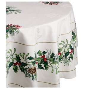  Lenox Holiday Greetings 70 Inch Round Tablecloth