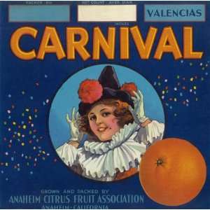  Anaheim Carnival Girl Orange Citrus Fruit Crate Box Label 