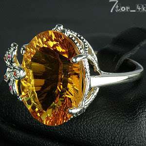 30.05 CT. YELLOW CITRINE STERLING SILVER 925 RING SIZE 7.00  