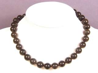 Necklace Smokey Quartz AB 12mm Round Beads  