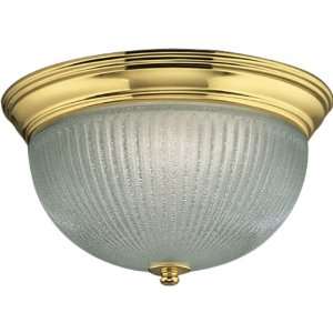 Progress Lighting P3656 10 Clear Ribbed Glass Bowl with Polished Brass 
