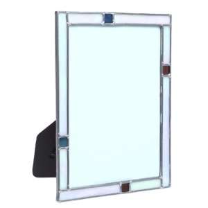   Glass Asymmetrical Squares Frame 4 X 6, White/Blue