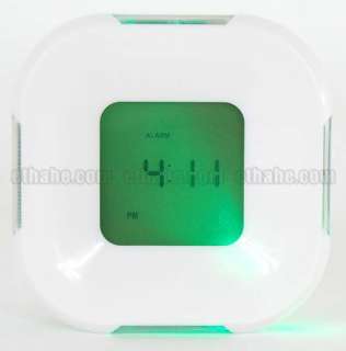 Desktop Cube Digital Alarm Clock Thermometer White 1B82  